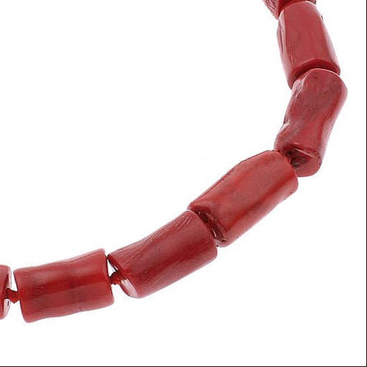 Detail van rood koralen ketting met sterling zilver (925) | Carmen