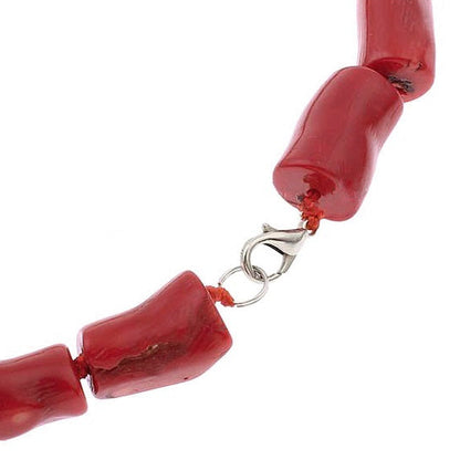 Slotje van rood koralen ketting met sterling zilver (925) | Carmen