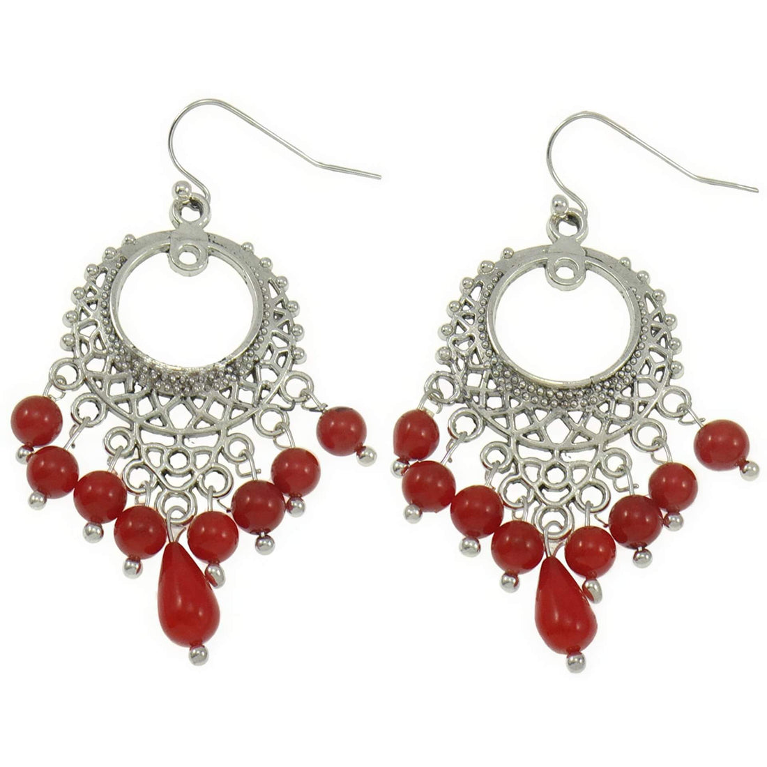 Rood koralen oorbellen met sterling zilver 925 | Coral Gipsy