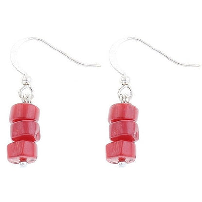 Rood koralen oorbellen met sterling zilver 925 | Little Coral Snake