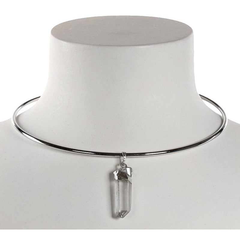 Edelstenen choker ketting met bergkristal op buste | Icicle Spang Silver