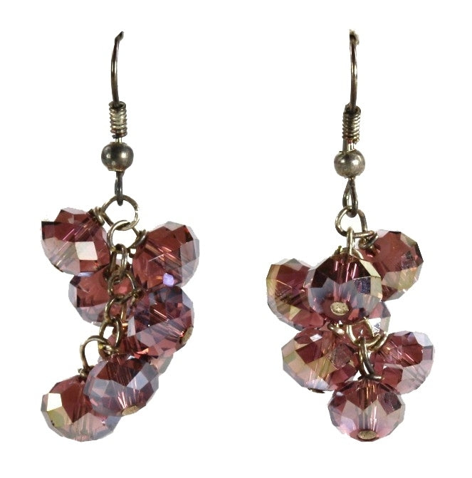 Kristallen oorbellen met trosje bruine kristallen en sterling zilver 925 | Brown Shine