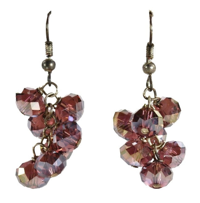 Kristallen oorbellen met trosje bruine kristallen en sterling zilver 925 | Brown Shine