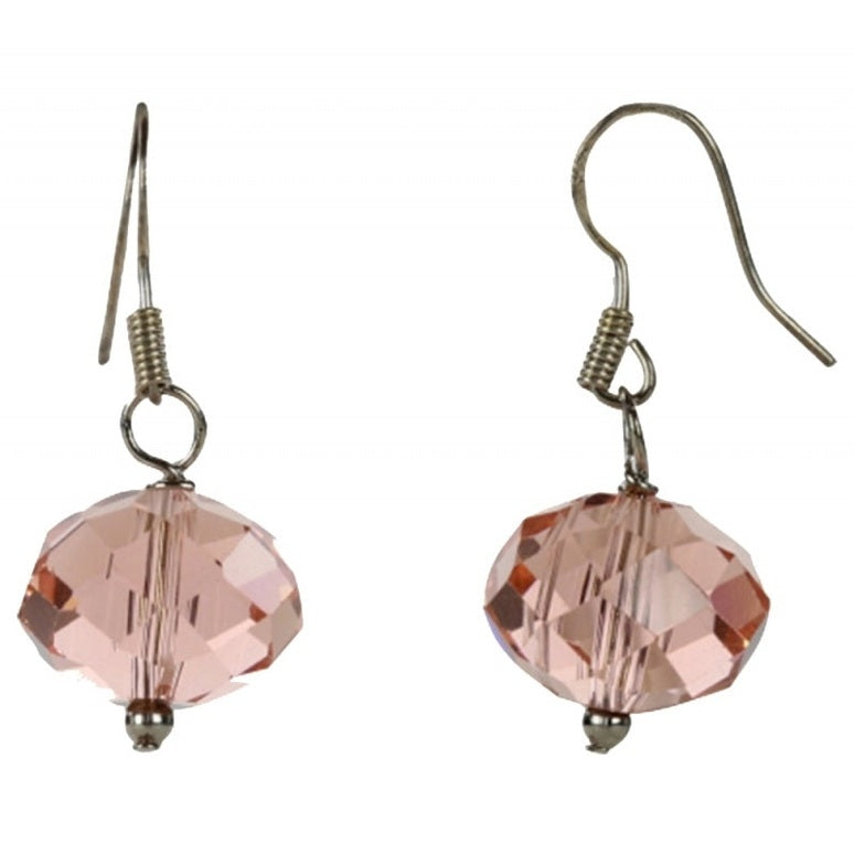 Kristallen oorbellen met zalm roze kristallen | Pink Crystal