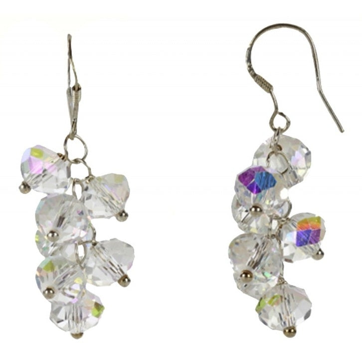 Kristallen oorbellen met trosje helder kristal en sterling zilver 925 | White Crystal