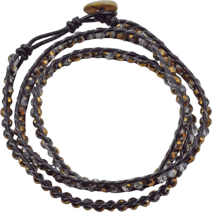 Kristallen wikkel armband met goud bruine facet geslepen kristallen | Half Golden Brown