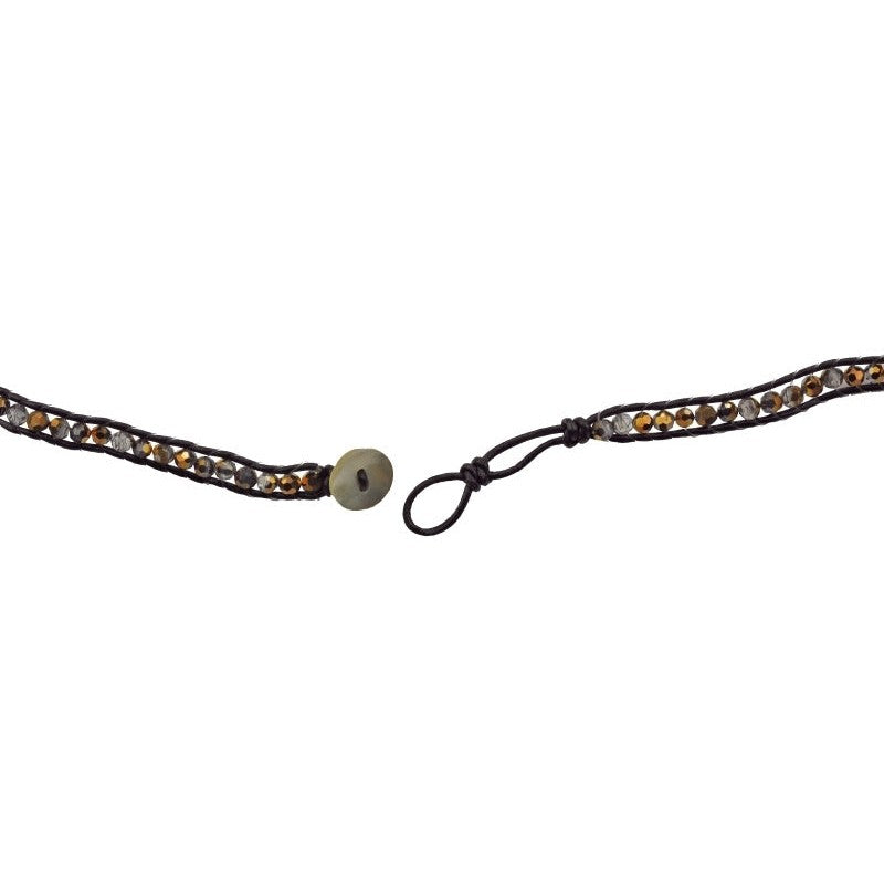 Slotje van kristallen wikkel armband met goud bruine facet geslepen kristallen | Half Golden Brown