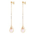 Lange roze edelstenen oorbellen met rozenkwarts en goud edelstaal | Dangling Long Rosé Quartz