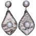 Grote zoetwater parel oorbellen met witte parel en stras steentjes | Bright Pearl Big Snake Leather