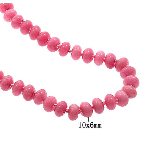 Detail van donker roze handgeknoopte edelstenen ketting met sterling zilver (925) met maatindicatie | Cherry Quartz Rondelle