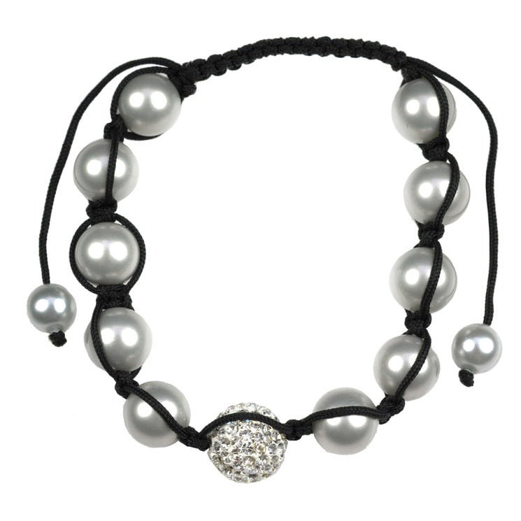 Parel armband met grijze parels en stras steentjes | Sambala Sparkling Grey