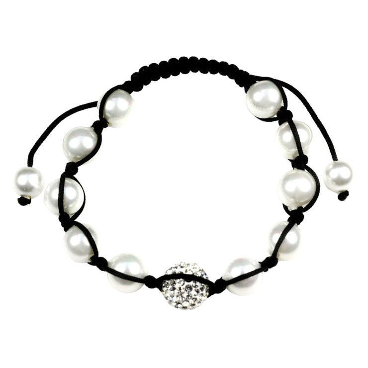 Parel armband met witte parels en stras steentjes | Sambala Sparkling White
