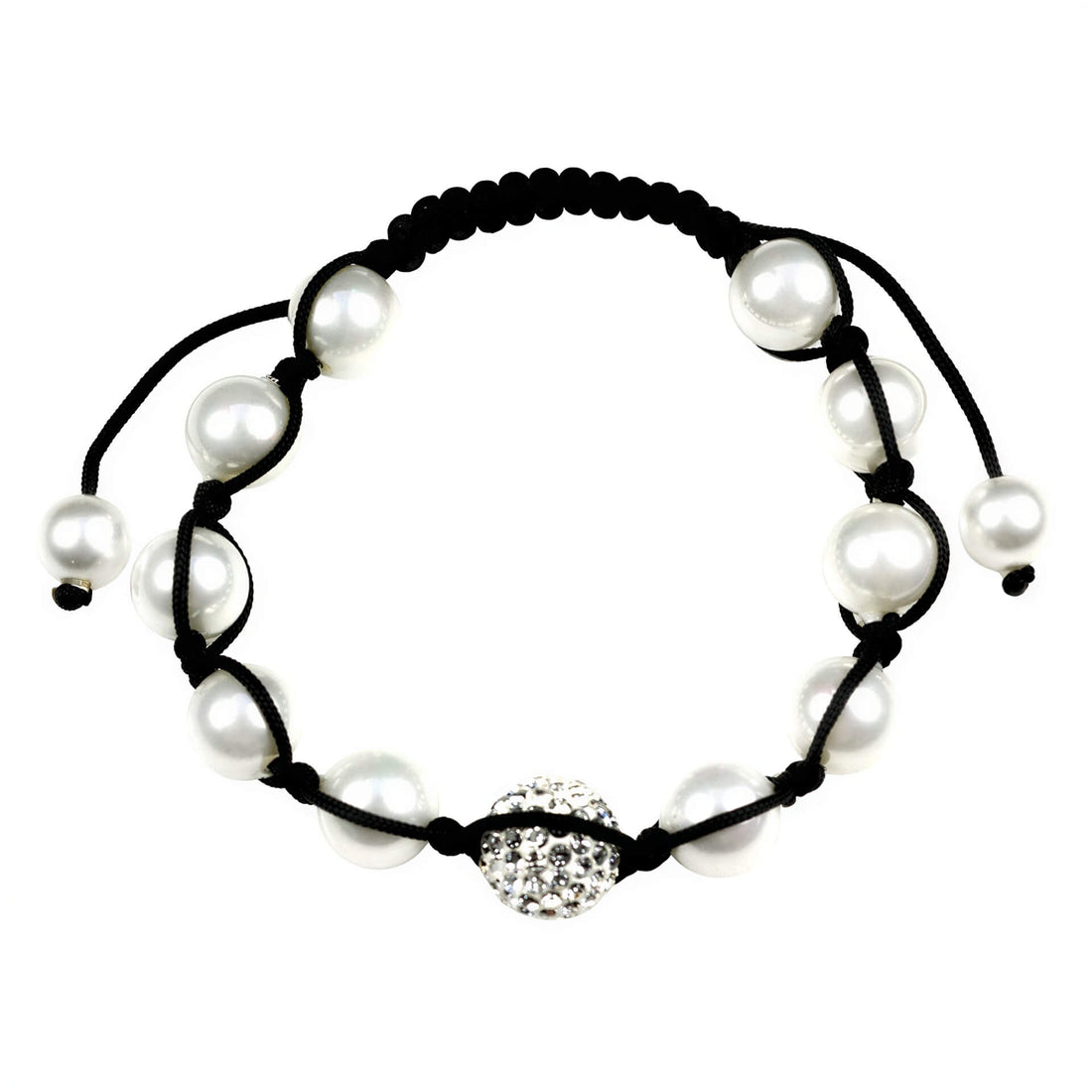 Parel armband met witte parels en stras steentjes | Sambala Sparkling White