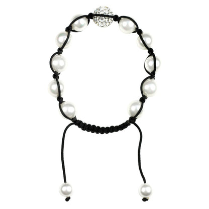 Parel armband met witte parels en stras steentjes achterzijde | Sambala Sparkling White