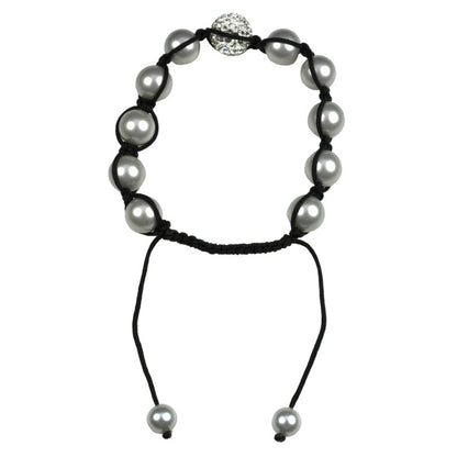 Parel armband met grijze parels en stras steentjes achterzijde | Sambala Sparkling Grey