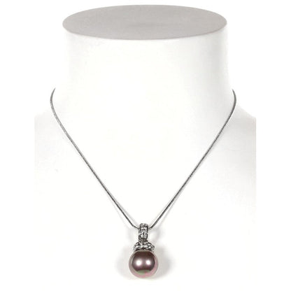 Mother of pearl parelketting met taupe kleurige parel en stras steentjes op buste | Pelanie
