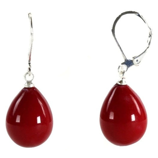 Rode mother of pearl parel oorbellen Met zilver edelstaal | Rolly