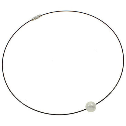 Witte mother of pearl parelketting aan spang | Wite Shiny Ball White