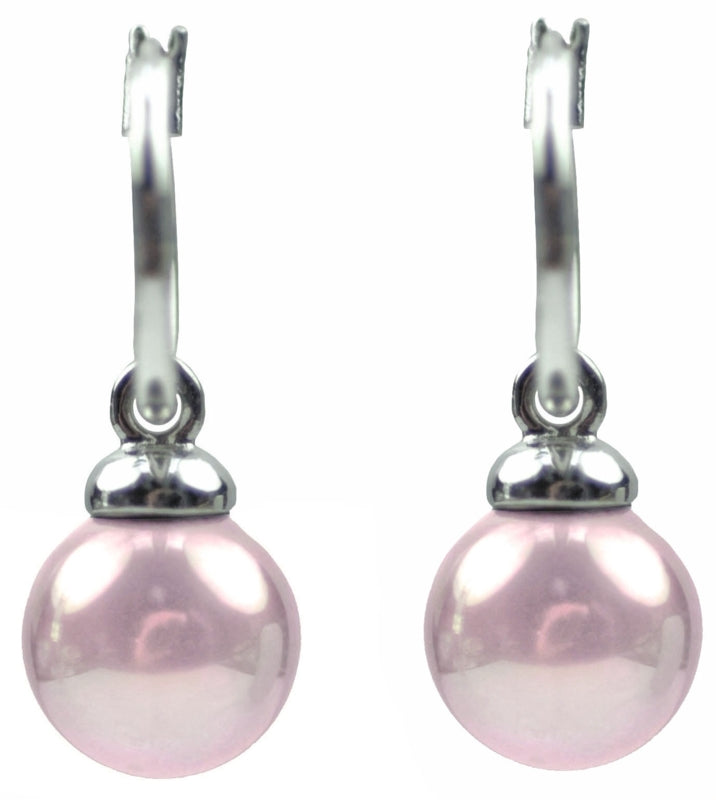 Roze parel oorbellen, oorringen met roze parel, vooraanzicht | Little Hope Old Pink