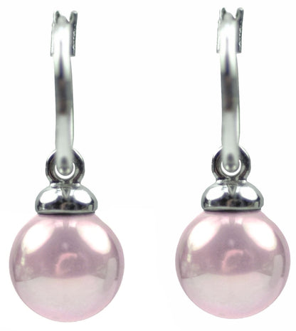 Roze parel oorbellen, oorringen met roze parel, vooraanzicht | Little Hope Old Pink