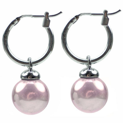 Roze parel oorbellen, oorringen met roze parel, zijaanzicht | Little Hope Old Pink