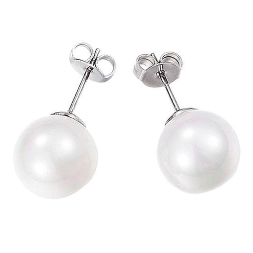 Witte parel oorknopjes met edelstaal | Sanna