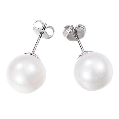 Witte parel oorknopjes met edelstaal | Sanna