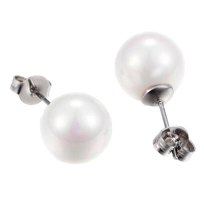 Witte parel oorbellen met edelstaal | Sanna