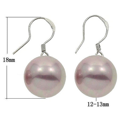 Oud roze mother of pearl parel oorbellen met maatindicatie | Shenyang Ball Pink