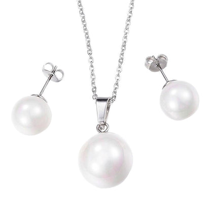Witte parel set bestaande uit een ketting met parel en parel oorbellen | Sanna