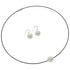 Witte mother of pearl parel set bestaande uit een parelketting en parel oorbellen met een witte parel | set Wire Shiny Ball White