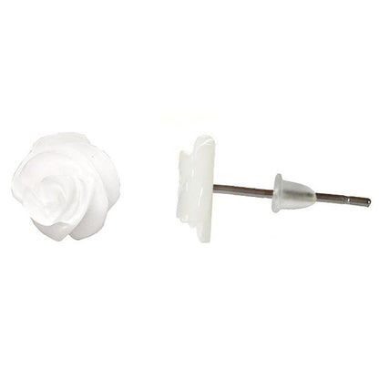 Witte parelmoeren oorknoppen in bloem vorm met sterling zilver | White Shell Flower 10 mm