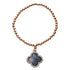 Zwart-grijs parelmoeren armband met rose goud en stras steentjes | Shell Four Leaf Clover B