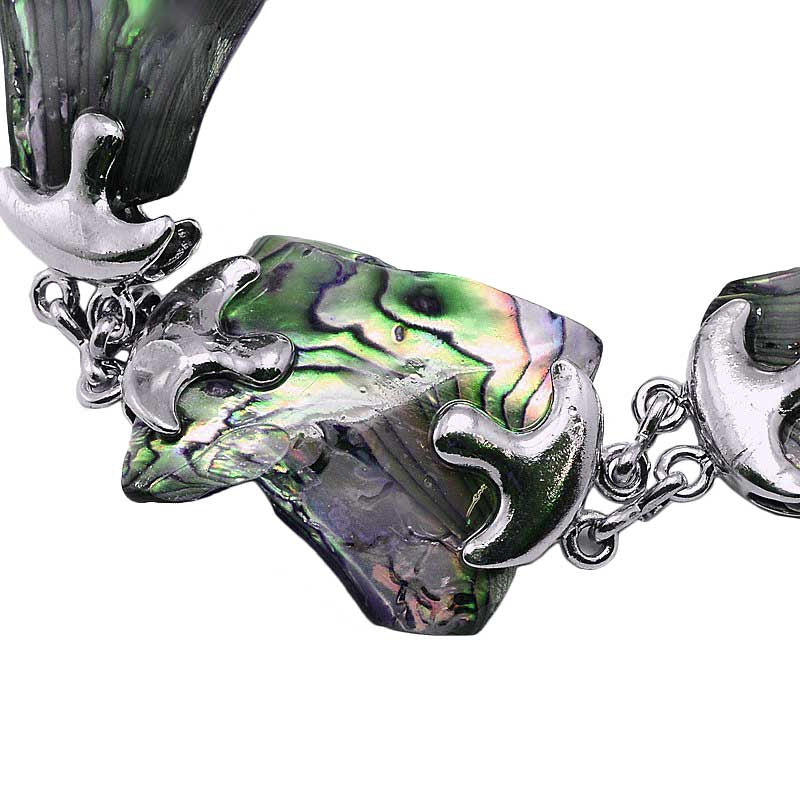 Detail van parelmoeren armband met abaloon | Shell Peacock