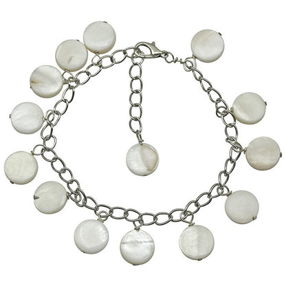 Wit parelmoeren bedelarmband | Shell Round White