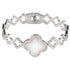 Wit parelmoeren armband met zilver edelstaal, zijaanzicht | White Shell Flowers