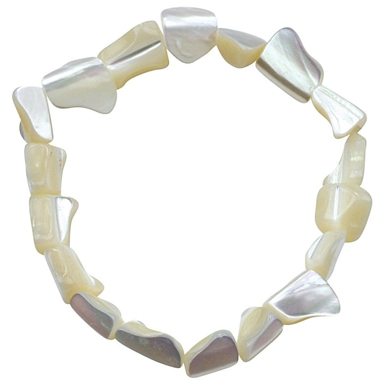 Wit parelmoeren armband | Elastisch | White Shell Small