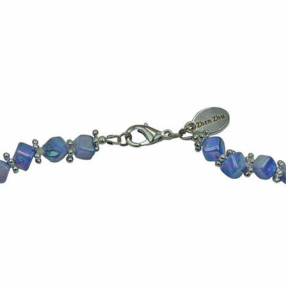 Slotje van blauw parelmoeren ketting | Shell Cube AB Blue