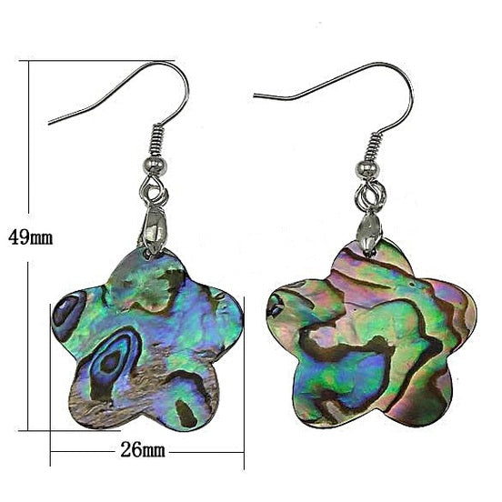 Parelmoeren oorbellen met abaloon bloem en sterling zilver 925 met maatindicatie | Abalone Flower