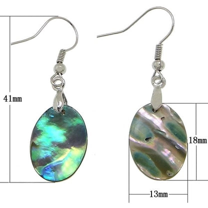 Parelmoeren oorbellen met ovale abaloon en sterling zilver 925 met maatindicatie  | Abalone Light Oval