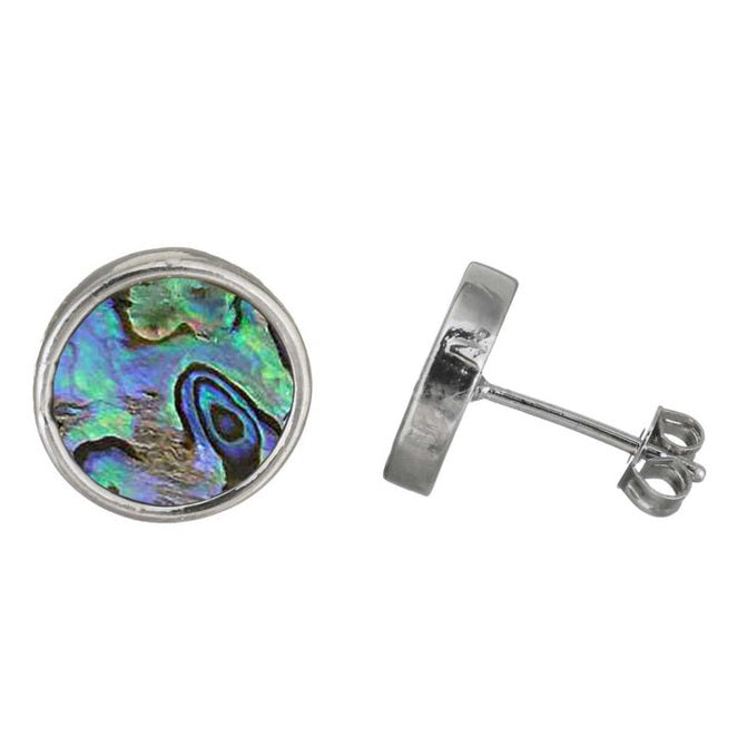 Parelmoeren oorknoppen met ronde abaloon | Abalone Stud Round