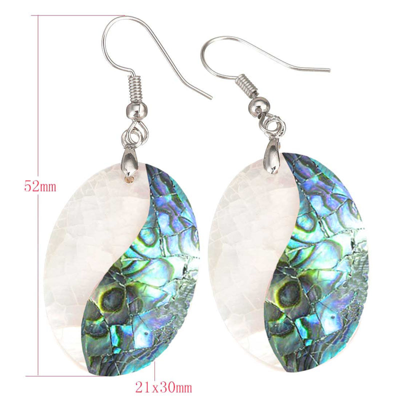 Ovale parelmoeren oorbellen met abaloon en sterling zilver 925 met maatindicatie | Crackle Abalone Oval