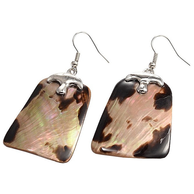 Bruine parelmoeren oorbellen met sterling zilver 925 | Shell Panther Braun