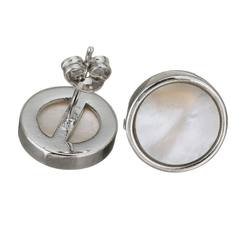 Parelmoeren oorknoppen met wit rond parelmoer voor en achterkant | Shell White Stud Round