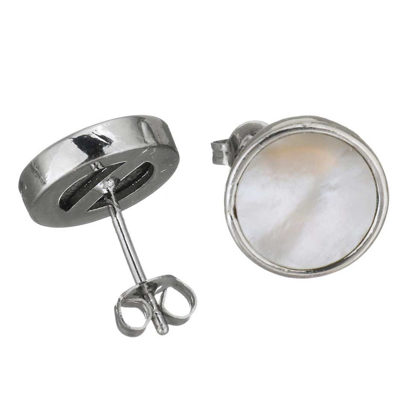 Parelmoeren oorknoppen met wit rond parelmoer liggend | Shell White Stud Round