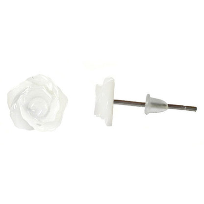 Witte parelmoeren oorknopjes in bloem vorm met sterling zilver 925 | White Shell Flower 7,5 mm