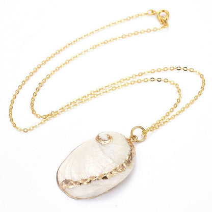 Parelmoeren schelpen ketting met witte schelp en goud edelstaal | set White Shell Gold