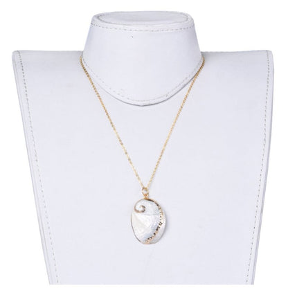 Parelmoeren schelpen ketting met witte schelp en goud edelstaal op buste | set White Shell Gold