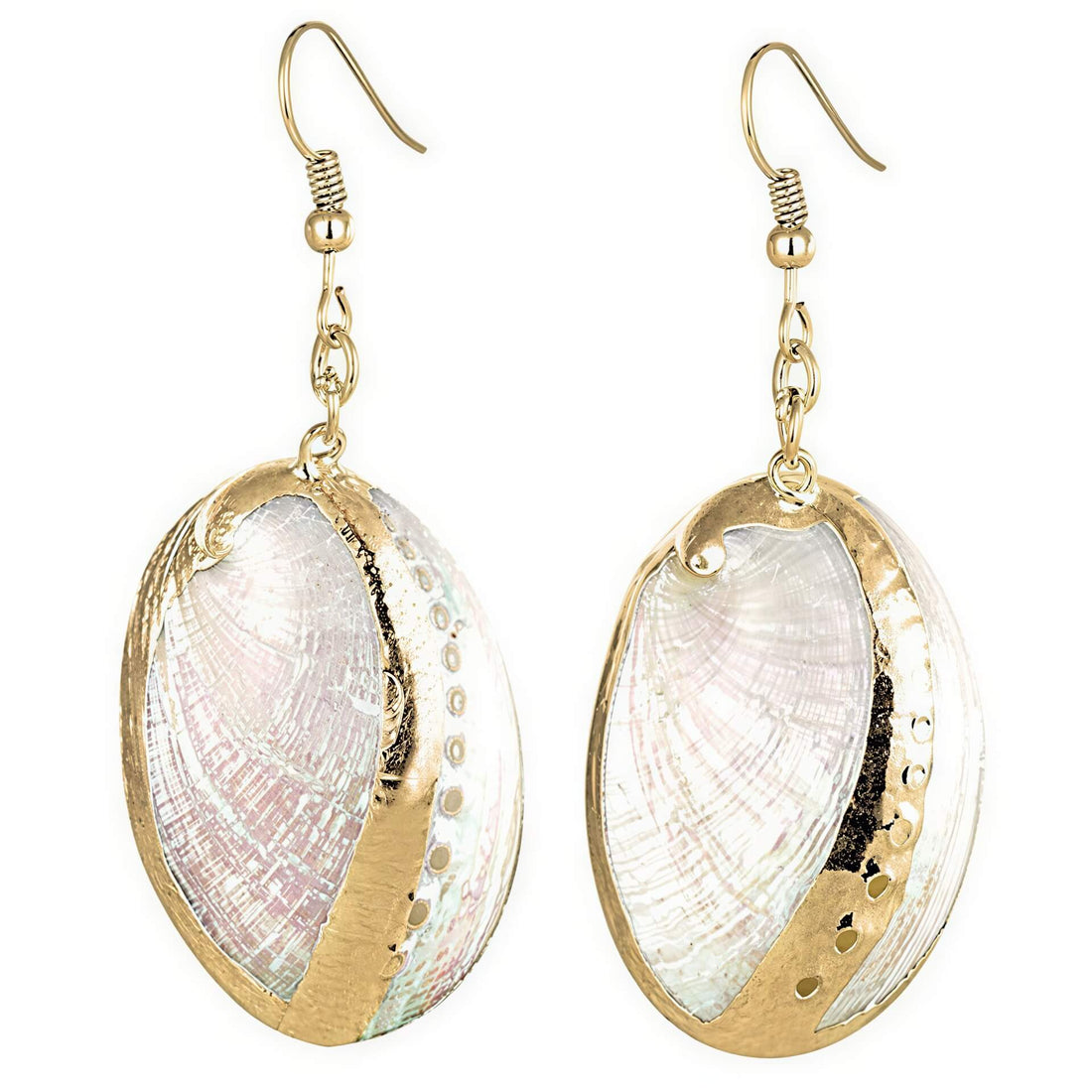 Parelmoeren schelpen oorbellen met witte schelp en goud edelstaal | set White Shell Gold