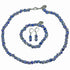 Hemels blauwe parelmoeren set bestaande uit parelmoeren ketting, armband en oorbellen | set Shell Cube AB Blue